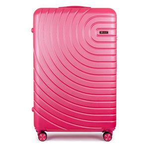 Solier Hartschalen Reisegepäck Koffer Reisekoffer mit 4 Rollen Rollkoffer mit Zahlenschloss Hardcase Flugkoffer Reisetrolley 83L rosa