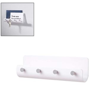 Minimalistische Schlüsselboard,Nicht markierender Selbstklebender Schlüsselleiste Schlüsselbrett mit Vier Schlüsselhaken Benutzt für Aufbewahrung von Schlüssel Weiß