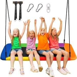 COSTWAY Nestschaukel Baumschaukel 150x80cm inkl. 100-180cm verstellbares Seil 320kg belastbar für Kinder & Erwachsene Bunt
