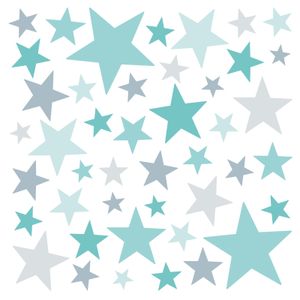 Little Deco Wandaufkleber 60 Sterne Kinderzimmer Mädchen Junge Stars I türkis mint grau I Wandtattoo Schlafzimmer Wandsticker Set bunt selbstklebend DL399