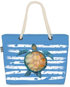 VOID XXL Strandtasche Schildkröte Shopper Tasche 58x38x16cm 23L Beach Bag, Kissen Farbe:Blau