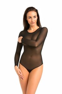 Body Unterhemd Damen Bodysuit Gitter Ero, Größe:2XL, Farbe:Schwarz