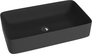 LAVITA Aufsatzwaschtisch Pasana Black| Aufsatzwaschbecken Rechteckig | Waschbecken Ohne Überlauf und Hahnloch | Aus hochwertigem Porzellan | Waschtisch | 60,5x34x11 cm | Schwarz Matt