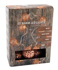 Kugel Lichterkette - 100 cm - Kupfer Kugeln 10 LED warmweiß - Weihnachten Deko Innen