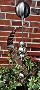 Skulptur Merkur schwarz matt gebürstet Edelstahl 150 cm Beetstecker Gartenstecker Rosenkugel