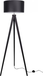 Light-Home Lampenschirm Stehlampe Modern - Standleuchte für Wohnzimmer Schlafzimmer Büro - Dreibeinige Industrial Lampe aus Holz - Schwarz & Schwarz