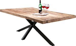 SIT Möbel Esstisch 180 cm | 50 mm Tischplatte Teak-Holz natur | Gestell Metall antikschwarz | B 180 x T 100 x H 76 cm | 15840-11 | Serie TABLES & CO