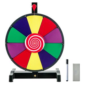 COSTWAY 12" Glücksrad zum Drehen, inkl. Radiergummi und Markierstift, Drehrad Lucky Wheel für Lotteriespiele und Wortspiele