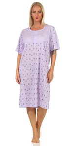 Damen Nachthemd Sleepshirt Nachtwäsche mit Muster, Flieder L