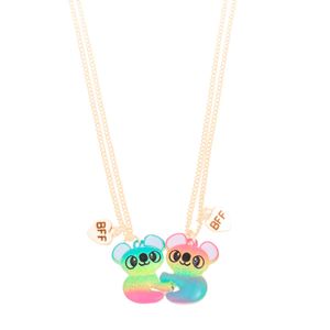 Bixorp BFF Halskette für 2 mit Regenbogen Koalas - Gold Schnur - Freundschaft Halskette Geschenk