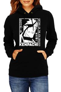 Bleach Kenpachi Zaraki Damska bluza z kapturem Sweatshirt Comics Manga Japan Anime Animation Gift, Lady  2XL / Czarny