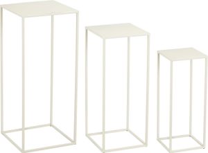 Mica Decorations Quinty Beistelltisch - 3er-Set - L30 x B30 x H70 cm - Metall - Off-white
