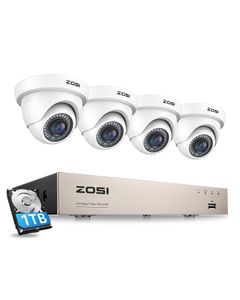 ZOSI 8CH H.265+ 1080P Außen Überwachungskamera System mit 1TB Festplatte und 4x 2MP Dome Video Kamera Set für Zu Hause