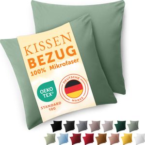 Blumtal Kissenbezug 40x40 cm im 2er Set weich  - Kissenhülle 40x40 cm - 40x40 cm Hellgrau