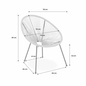 ACAPULCO eiförmiger Sessel - Hellrosa - Retro-Design 4-beiniger Sessel, Kunststoffschnur, innen / außen
