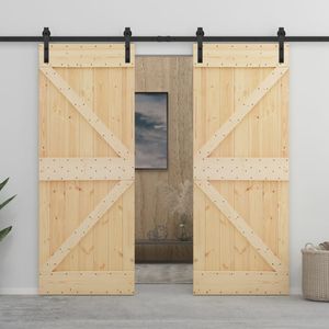 vidaXL Posuvné dvere s kovaním 80x210 cm z masívneho borovicového dreva