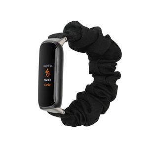 kwmobile Ersatz Armband kompatibel mit Fitbit Luxe - Smartwatch Scrunchie Haargummi Design Schwarz - Innenmaße
