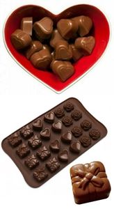 GKA Silikon Schokoladenform Pralinenform mit 24 Formen Herz Rose Geschenk Schokolade