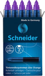 Schneider Tintenrollerpatrone One Change Packung 5 Stück violett