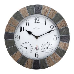 NeXtime 4311Outdooruhr, Aster Uhr, Thermometer und Hygrometer wasserdicht, Braun, rund, 26 x 26 x 5.4 cm