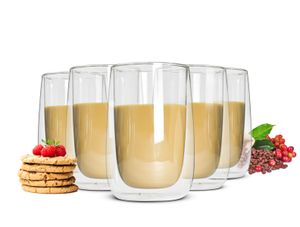 6 Doppelwandige Latte Macchiato Gläser 380ml Trinkgläser Kaffeegläser