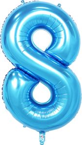 Oblique Unique 1x Folien Luftballon mit Zahl 8 Kinder Geburtstag Jubiläum Party Deko Ballon blau