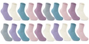 6 , 12 oder 20 Paar Kuschelsocken Damen Plüschsocken warm & flauschig Pastellfarben 37402 - 20 Paar Farbmix 35-42