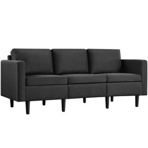 Yaheetech 3 Sitzer Sofa Schlafsofa Gästesofa Couch 3er Sitzsofa Bequeme Polsterung 188,5×79×80 cm Sofateile unter dem Polster verpackt Schwarz