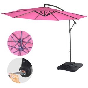 Ampelschirm Acerra, Sonnenschirm Sonnenschutz,  3m neigbar, Polyester/Stahl 11kg  pink mit Stnder