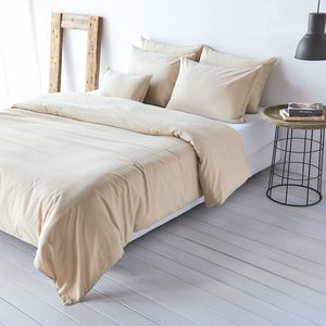 Traumschlaf Uni Baumwolle-Leinen Bettwäsche Kissenbezug einzeln 80x80 cm natur