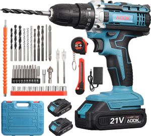 Sada akumulátorových šroubováků Fortuna Lai LED světlo, 1500mAh akumulátor Nabíjení pomocí 2 baterií, 20V akumulátorový šroubovák s 37 vrtacími/šroubovacími bity, kartáčovaný motor Ideální pro kutily na utahování a povolování šroubů