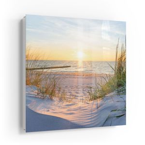 DEQORI Schlüsselkasten Glasfront weiß links 30x30 cm 'Abendsonne an der Ostsee' Box
