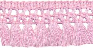 1m Fransenborte 32mm Meterware 26 Farben Quastenborte Zierborte Farbwahl, Farbe:hellrosa