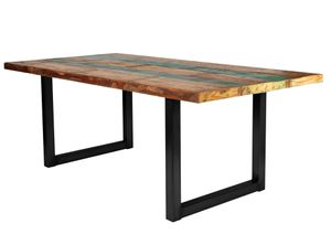 SIT Möbel Esstisch 160 cm | Tischplatte 40 mm Altholz bunt | Kufen-Gestell Stahl antikschwarz | B 160 x T 85 x H 76,5 cm | 15020-11 | Serie TABLES & CO