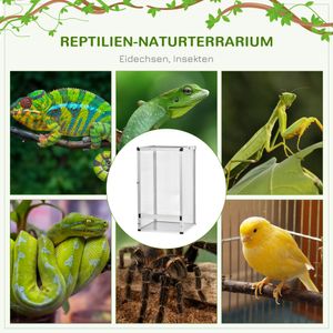 PawHut Reptilienbox Zuchtbox für Reptilien Amphibien Spinnentiere Reptilienzuchtbox Reptilienzuchtbecken Aluminium Silber 45 x 45 x 80 cm