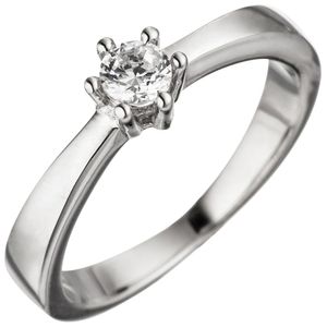 Solitär Ring Damenring weiße Zirkonia 925 Sterlingsilber Silberring Fingerring