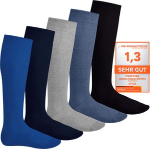 Footstar Herren & Damen Kniestrümpfe (5 Paar), Klassische Strümpfe aus Baumwolle - Everyday! - Jeanstöne 39-42