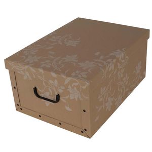 Pudełko do przechowywania Maxi Flower Eco białe z pokrywką/uchwytem 51x37x24cm Pudełko uniwersalne Pudełko kartonowe Pudełko do przechowywania Pudełko prezentowe