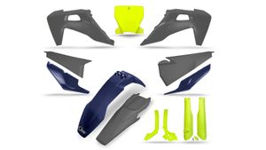 UFO Plastics Kit Neon Yellow/Blue/Grey - Husqvarna