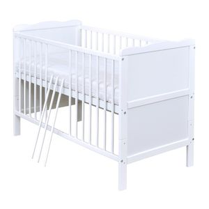 Baby-Delux Babybett Kinderbett  2in1 Max 120×60 weiß mit Matratze