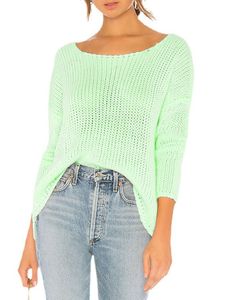 Damen Sweatshirts Strickpullover Gemütliche Pullover Strickwaren 3/4 Ärmel Pullover Tops Hellgrün,Größe S