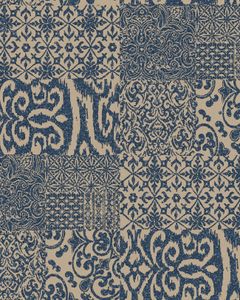 Barock Vliesvliestapete Profhome VD219151-DI heißgeprägte Vliesvliestapete geprägt im Barock-Stil glänzend blau beige 5,33 m2