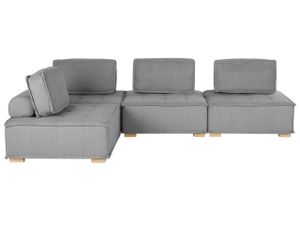 BELIANI Modulares Ecksofa Grau Polsterbezug 300 x 200 cm Gesteppt 4-Sitzer Wohnlandschaft L-Form aus Verschiedenen Elementen mit Kissen Modern Skandi