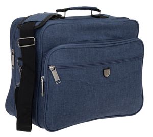 Schultertasche Tasche Herren A4 Flugumhänger Reisetasche Arbeitstasche Elephant Milano quer  1728 Blau + Etui