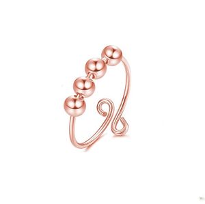 Verstellbarer Anti-Stress-Ring mit drehbaren Perlen in Roségold