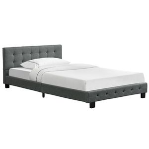 Juskys Polsterbett Manresa 120 x 200 cm - Bett mit Lattenrost und Kopfteil - Zeitloses modernes Design - Grau