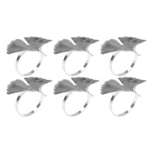 6 Teile/satz Serviette Ring Exquisite Verarbeitung Dekorative Legierung Ginkgo Blatt Muster Serviette Clip für Esstisch-Silber