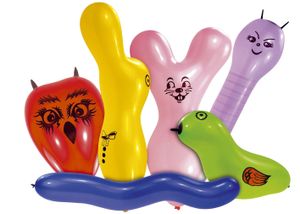 Amscan 6479 - Latexballons Tierfiguren, 6 Stück, farbig sortiert, Geburtstag, Luftballon