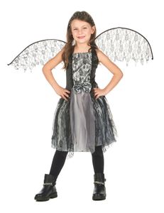 Gothic-Engelkostüm Halloweenkostüm für Kinder schwarz-grau