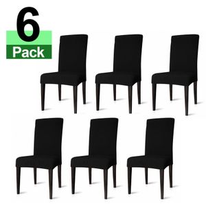 SWANEW 6 kusov krytov stoličiek Stretch Elastan kryt stoličky pre jedáleň Hotel Banket, čierna